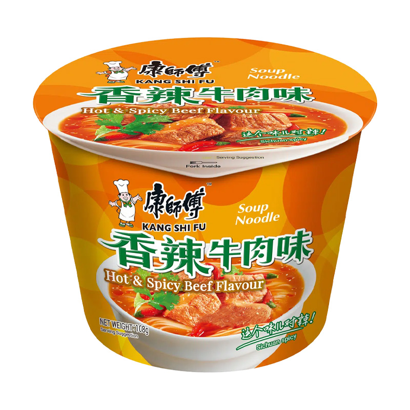 Kang Shi Fu Bowl Noodles - Hot & Spicy Beef