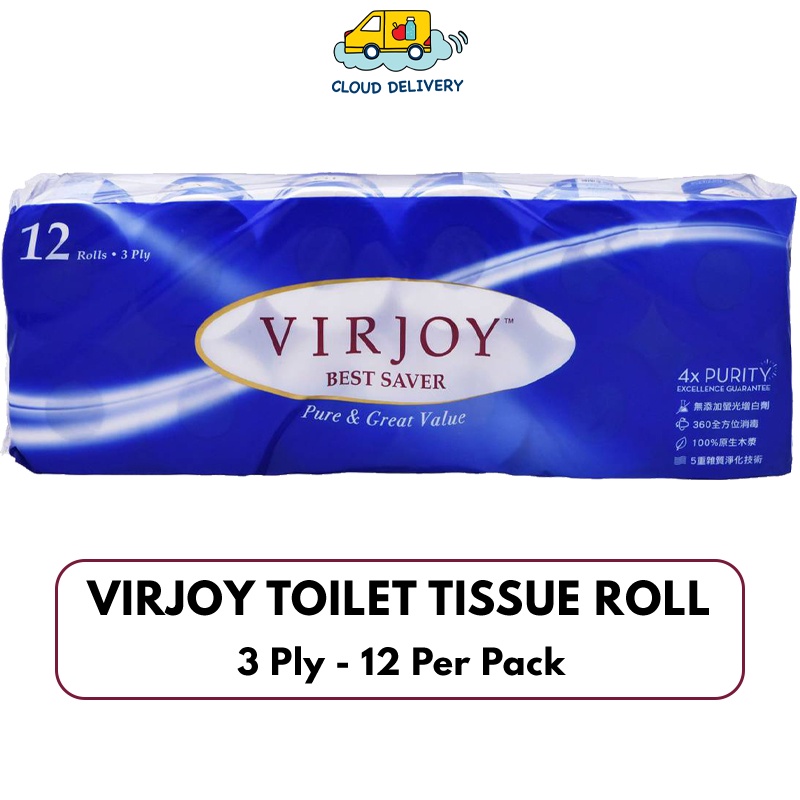 Virjoy Toilet Tissue Roll - 3 Ply (12 Per Pack)