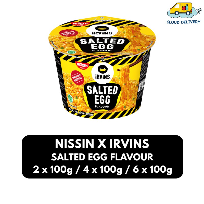 Nissin x Irvins Instant Bowl Noodles - Salted Egg Flavour 100g (BUNDLE OF 2/4/6)