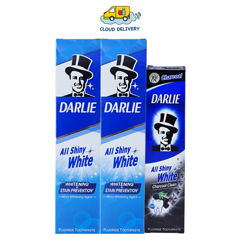 Darlie All Shiny White Toothpaste - Whitening + Stain Prevention 2x140g + Charcoal Clean 80g