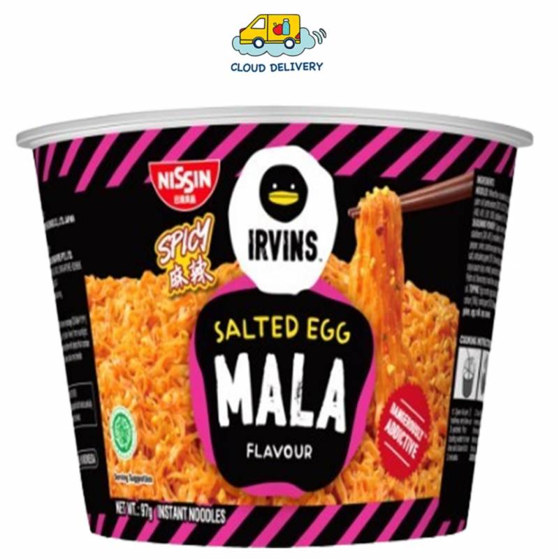 Nissin Irvins Mala Salted Egg Instant Noodles Bowl - Expiry 8 May 2024