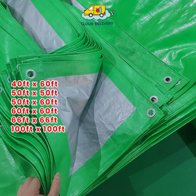 Heavy Duty Green Silver Canvas UV Coated Weatherproof l