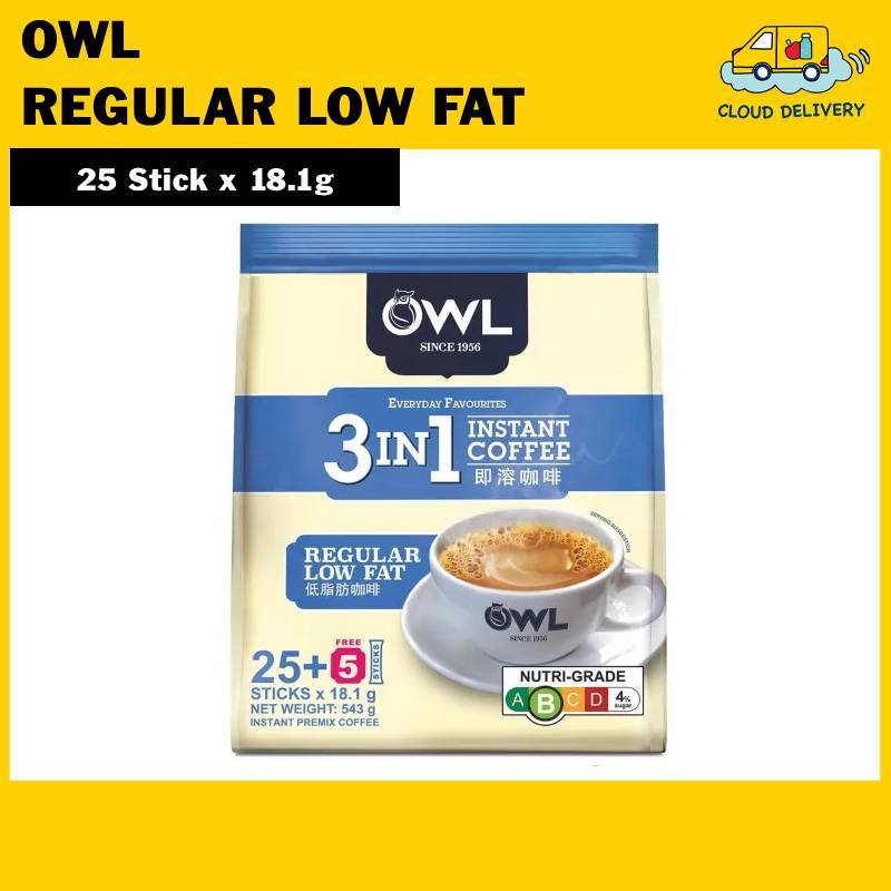 Owl 3 in 1 Instant Coffee - Regular Low Fat (25 x 18.1g)