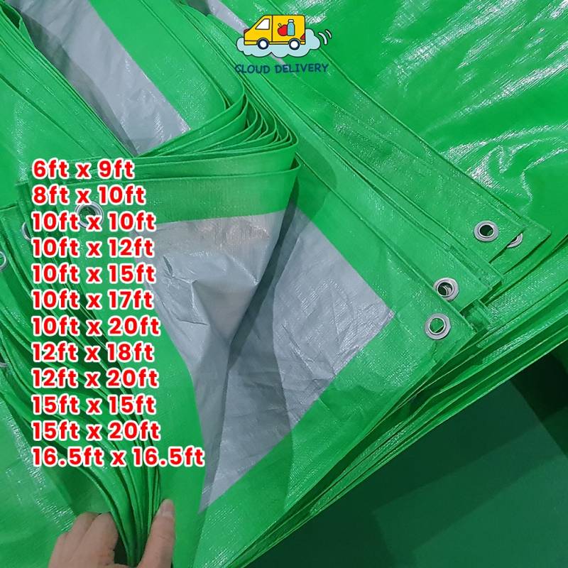 Heavy Duty Green Silver Canvas UV Coated Weatherproof