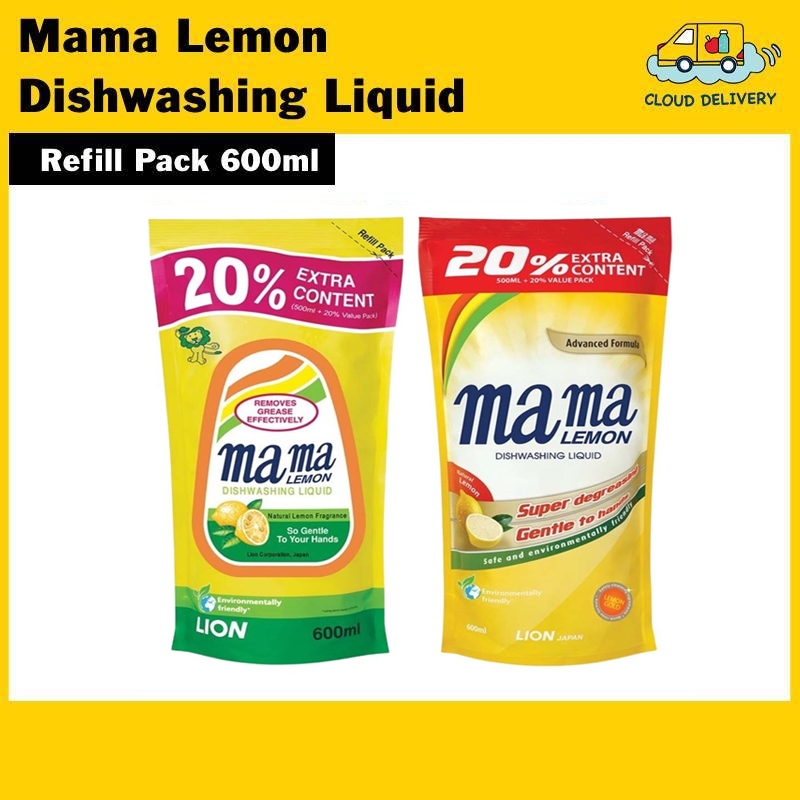 Mama Lemon Dishwashing Liquid Refill Pack 600ml