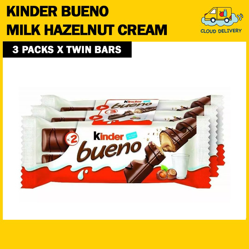 Kinder Bueno Milk Hazelnut Cream (3 Packs x Twin Bars)