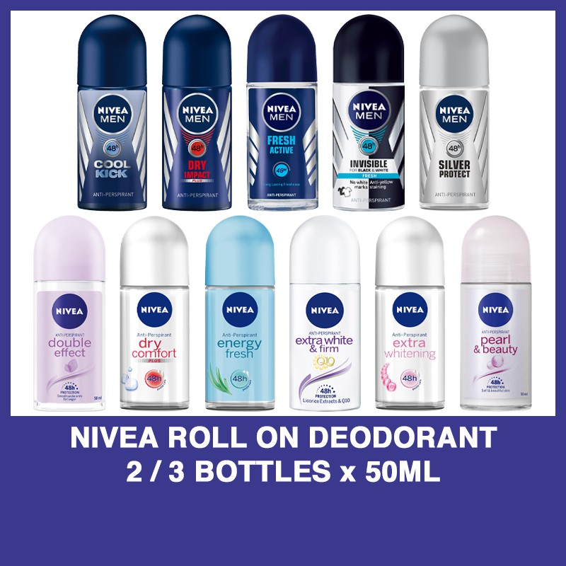 [2X / 3X BOTTLES x 50ML] Nivea Roll On Deodorant (Men / Women)