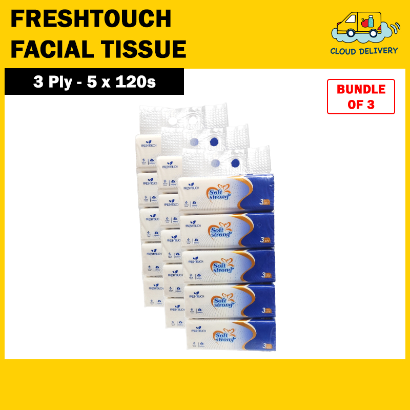 [Bundle of 3] FreshTouch Soft Pack 3-Ply Facial Tissue (5 x 120s)