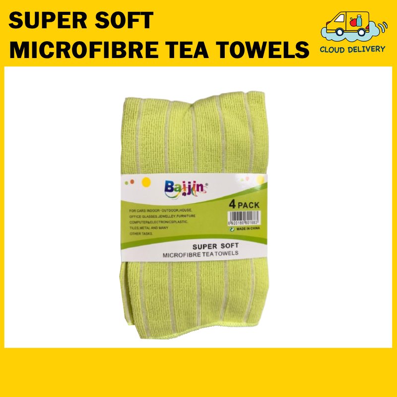 Super Soft Microfibre Tea Towels, 4Pcs