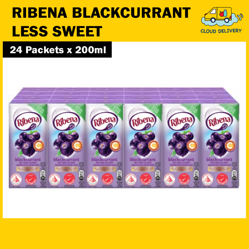 Ribena Blackcurrant Less Sweet Fruit Drink (24 x 200ml) - Expiry 06 Mar 2027