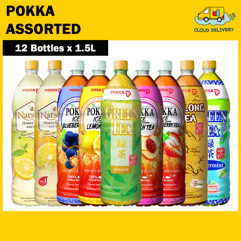 Pokka Tea (12 x 1.5L) [Jasmine Green Tea/Lemon Tea/Peach Tea/Oolong Tea/Blueberry Tea/Strawberry Tea