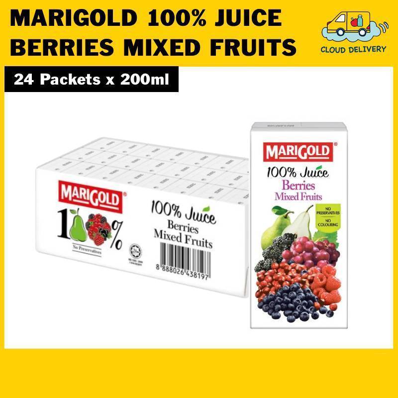 [CLEARANCE] Marigold 100% Juice (24 x 200ml) - Berries Mixed fruit - Expiry 13 Nov 2026