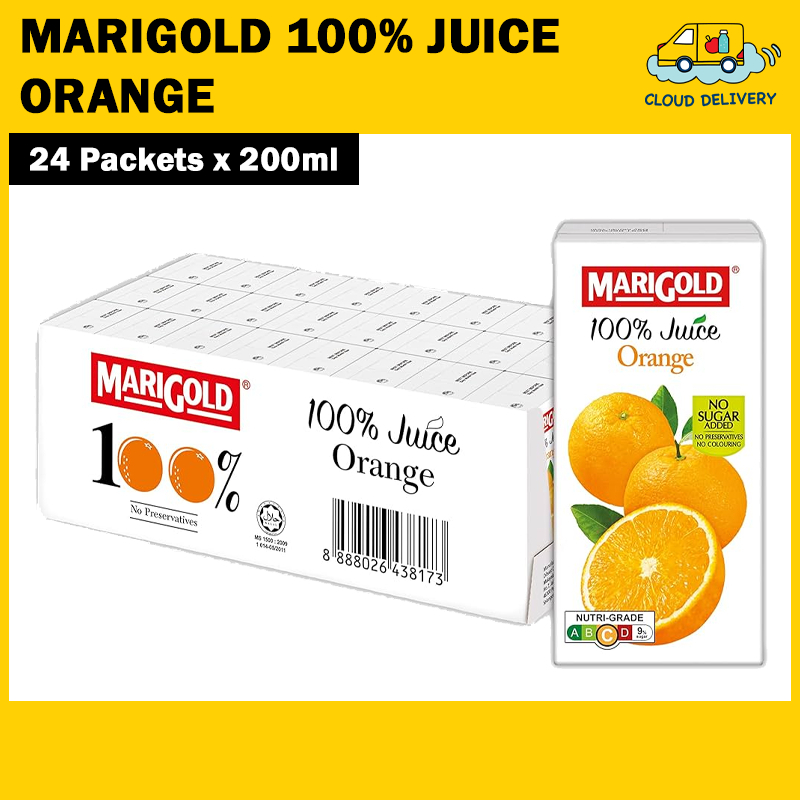 [CLEARANCE] Marigold 100% Juice (24 x 200ml) - Orange - Expiry 20 Oct 2026